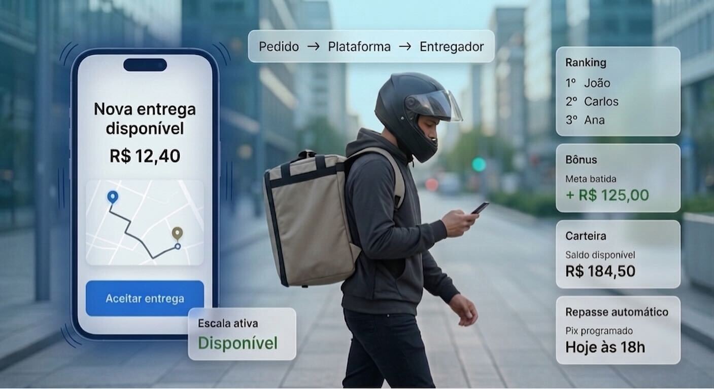 Tela do app do entregador